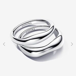 Pandora silver organically shaped stacking rings